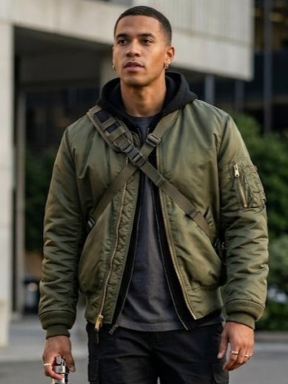 Alpha Industries MA 1 Bomber Jacket Olive Green Streetwear Large